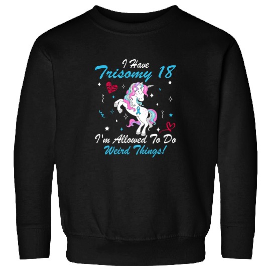 Unicorn Pet Trisomy 18 Awareness Unicorn Support Light Blue Ribbon 1 Sweatshirts