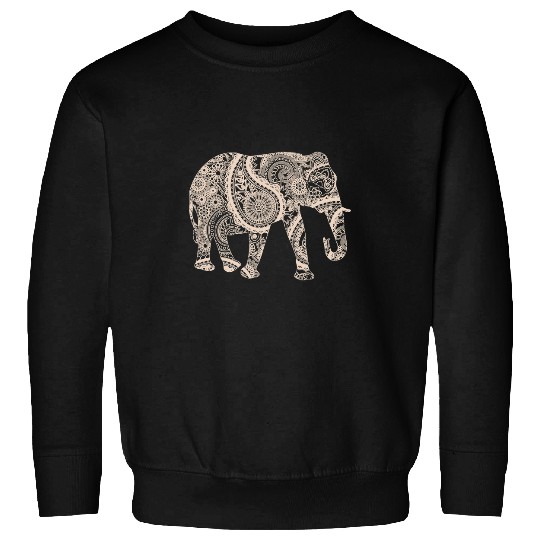 Elephant Mammal Short Sleeve Graphic Mandala Elephant Boho Sweatshirts