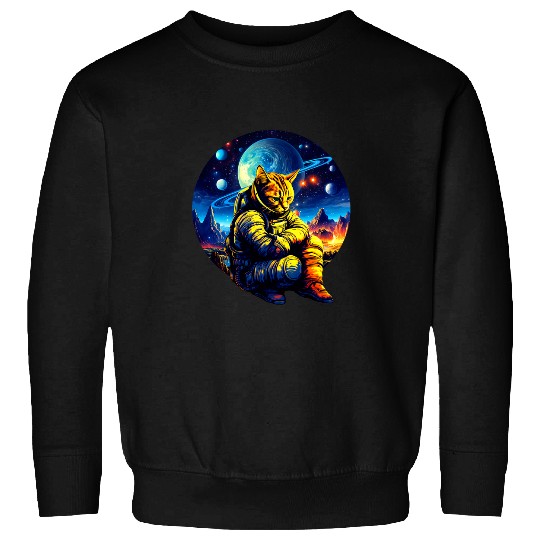 Astronaut Job Sad Astronaut Cat In Outer Space Galaxy Cat Astronaut Design Sweatshirts