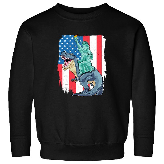 Dinosaur Pet Statue of Liberty Riding Dinosaur Patriotic TRex 4th Of July 8 Sweatshirts
