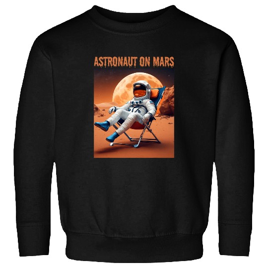 Astronaut Job Resting on Mars In a Beach Chair In Halloween Sweatshirts