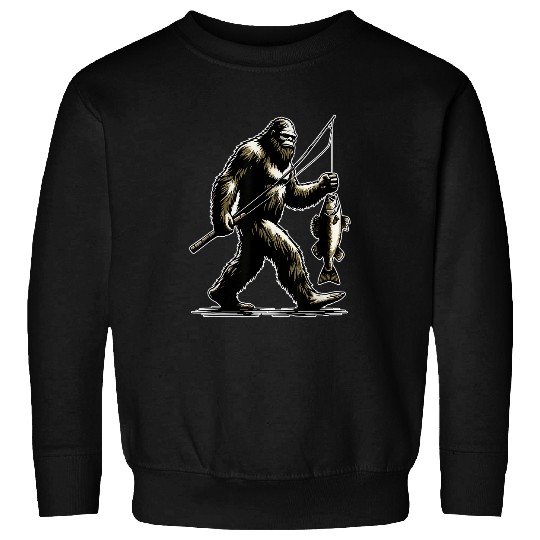 Bigfoot Pet Walleye Hunting Angler Sasquatch Walleye Fishing Sweatshirts