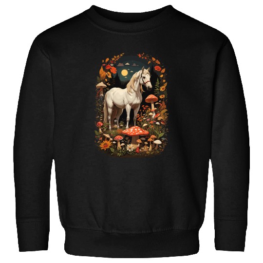Horse Pet Cottagecore Horse Aesthetic Floral Fairycore Mushroom Fungi Sweatshirts