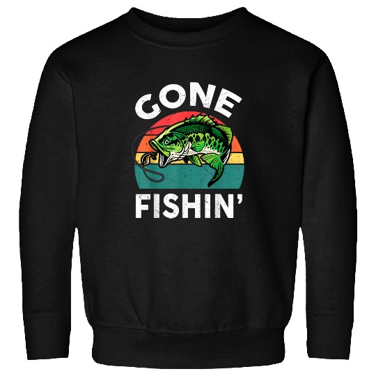 Fishing Fun Funny Gone Fishing Bass Fish Kid Boy Men Women Toddler 6 Sweatshirts