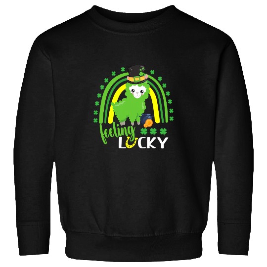 Llama Pet Cute St Patricks Day Rainbow Llama Feeling Lucky St Patricks 9 Sweatshirts