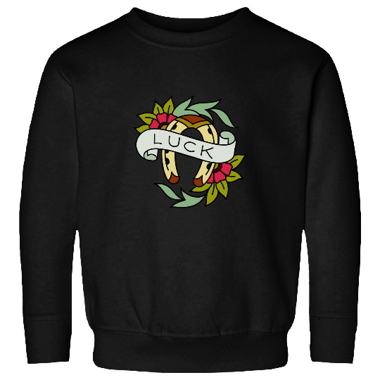 Horse Pet Old School Traditional Tattoo Luck Horseshoe Sweatshirts