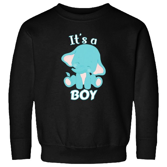 Elephant Mammal Its A Boy Gender Reveal Blue Baby Elephant Surprise Sweatshirts