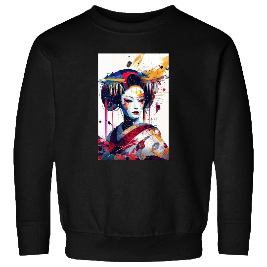 Japanese Mech Robo Geisha Colorful Floral Kimono Beautiful Sweatshirts
