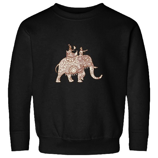 Elephant Mammal Indian Elephant Art Style Elephant Rider Paisley Sweatshirts
