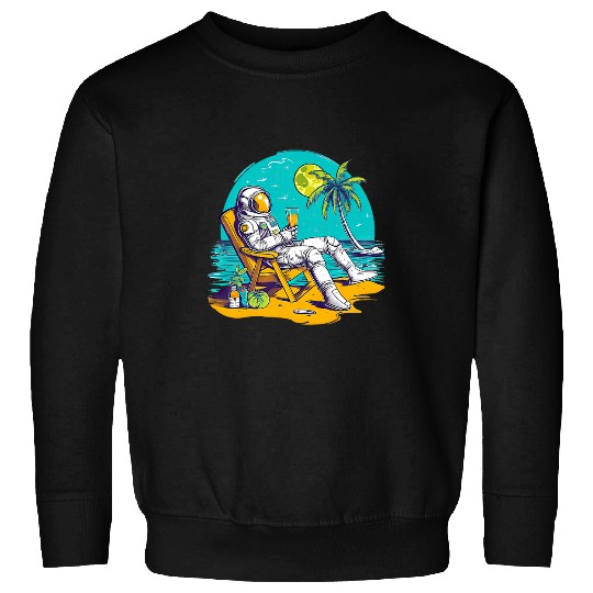 Discover Astronaut Job Relaxing On a Tropical Beach Planet 01 Sweatshirts