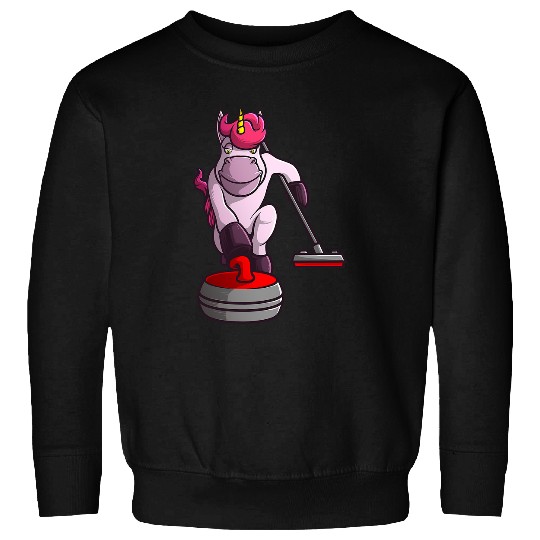 Unicorn Pet Funny Unicorn Curling Design For Men Women Curling Player 0 Sweatshirts
