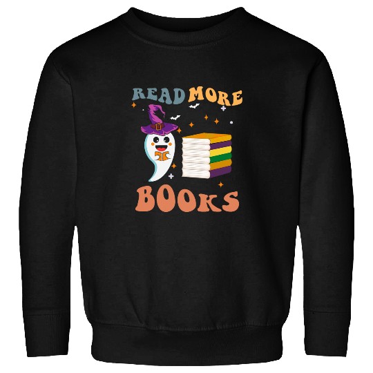 Book Fun Retro Groovy Read More Books ghosts Boo ghoul funny Halloween 2 Sweatshirts