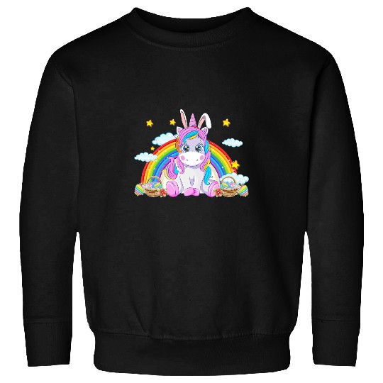 Unicorn Pet Kids Unicorn Bunny Happy Easter Rainbow Unicorn Girl Sweatshirts