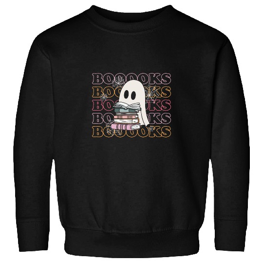 Book Fun Retro Booooks ghosts Halloween Teacher Book Library Reading Sweatshirts