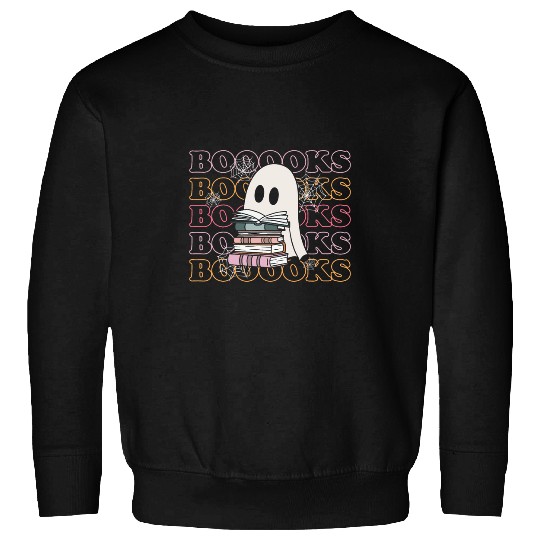 Book Fun Retro Booooks ghosts Halloween Teacher Book Library Reading Sweatshirts