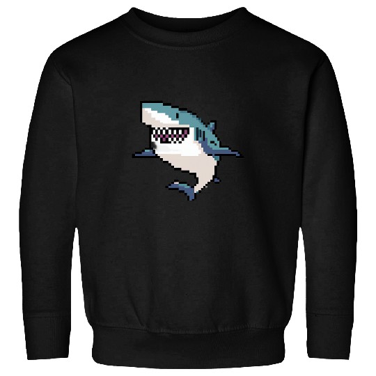 Shark Pet Pixel Art Pixel Shark Scuba Diving Retro Gamer 4 Sweatshirts
