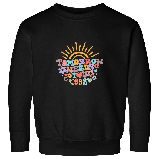 suicides Prevention 988 Ribbon Retro Groovy Tomorrow Needs You 988 Sweatshirts