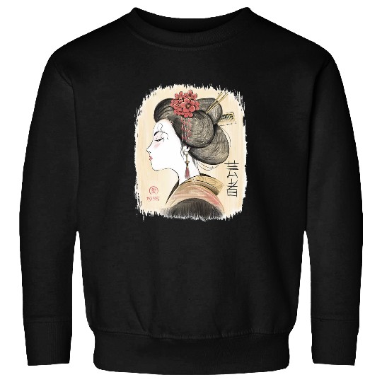 Japanese Kawaii Geisha Girl in Kimono Japan Art Sweatshirts