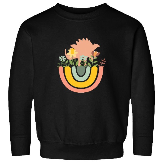 Dinosaur Pet Stegosaurus Dino Rainbow Boho Bohemian Flowers Sweatshirts