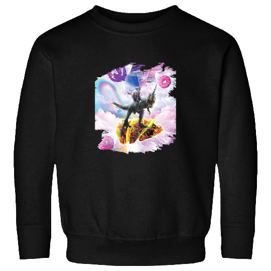 Unicorn Pet Space Cat Riding Dinosaur Unicorn Taco Donut Sweatshirts