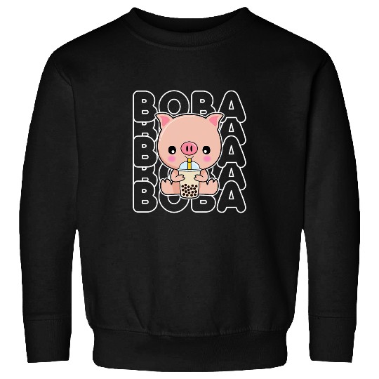 Pig Pet Kawaii Boba Bubble Milk Tea Cute Pig Kids Teens Girls Sweatshirts