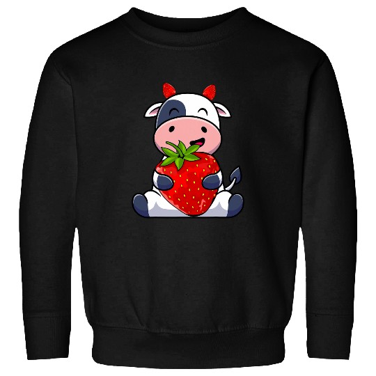 Cow Pet Strawberry Cow Strawberries Milk Fruit Kawaii Cute Sweatshirts