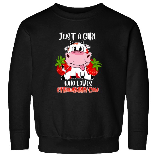 Cow Pet Cute Baby Loves Strawberry Cow Cattel Farming Kids Sweatshirts