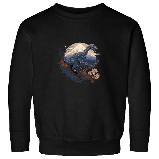 Dinosaur Pet Surrealism Japanese Painting Velociraptor Sweatshirts