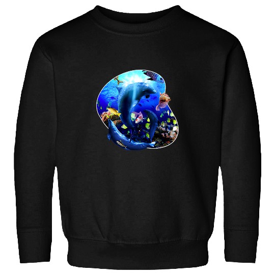 Dolphin Pet Gift Underwater Ocean Dolphin Coral Fish Sweatshirts
