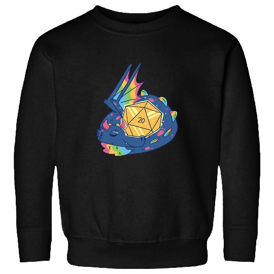 Dragon Pet Kawaii Dragon Hoard D20 Dungeon Scene Watercolor Pastel Sweatshirts