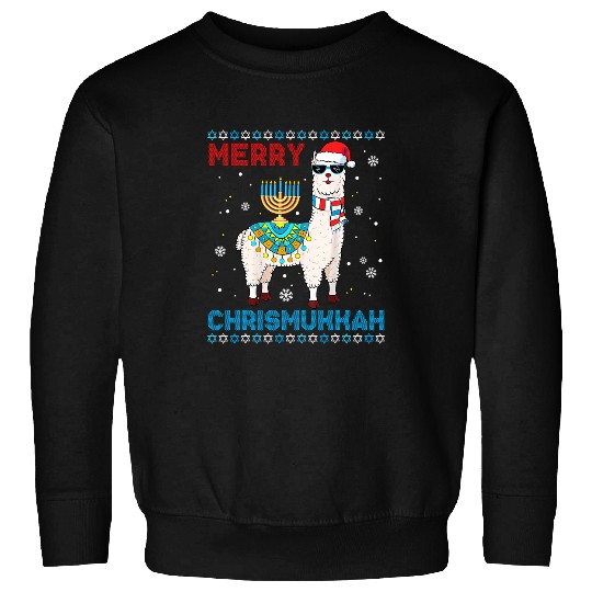 Llama Pet Ugly xmass Sweater Merry Chrismukkah Cute Llama In Santa Hat 45 Sweatshirts