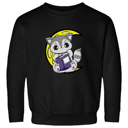 Cute Racoon Reading A Spell Book For Magician And Book Lover Sweatshirts