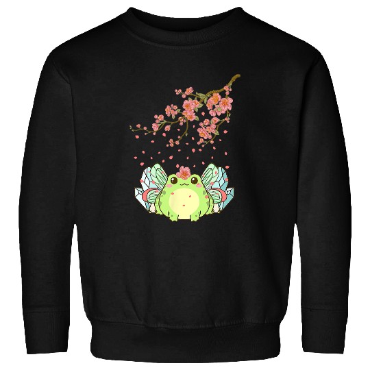 Frog Pet Fairycore Aesthetic Cute Kawaii Fairy Frog Cherry Blossom Sweatshirts
