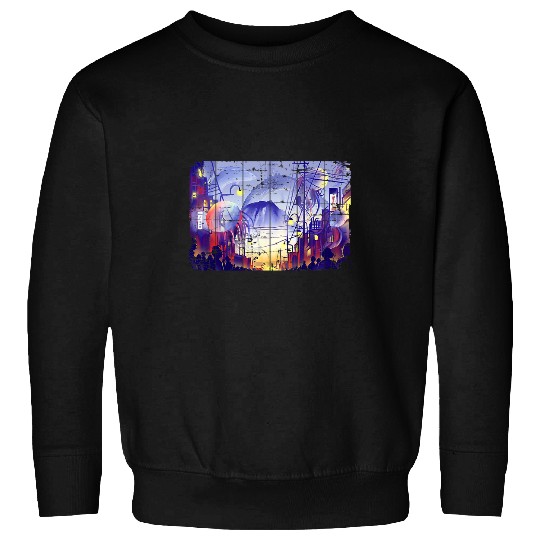 Dragon Pet Japanese Fantasy City with Jellyfish and Dragons Vaporwave Sweatshirts