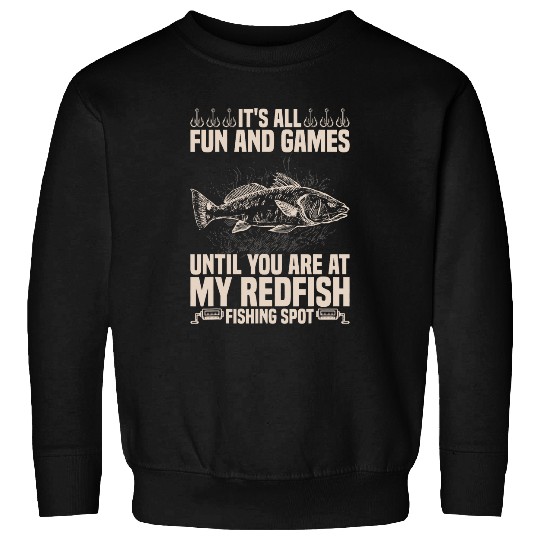 Fishing Fun Redfish Fishing Rod and Reel Combo Lure Redfish Fisherman Sweatshirts