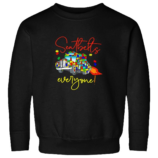 Autism Puzzle Seatbelts Everyone Autism Awareness Magic School Bus Driver 9 Sweatshirts