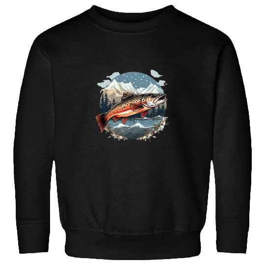 Fishing Fun American US Flag With Fly Fishing Brook Trout Fish 24 Sweatshirts