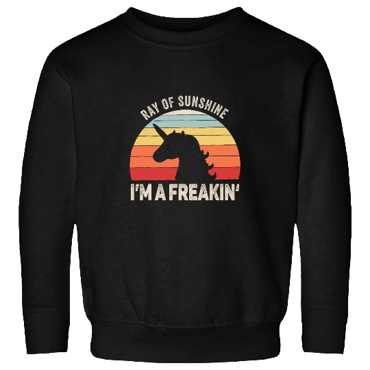 Unicorn Pet vintages Retro Im A Freakin Ray Of Sunshine Unicorn Girl Sweatshirts