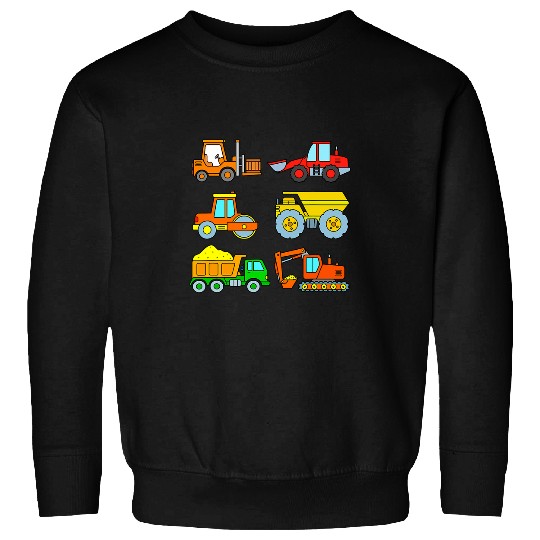 Excavator Fun Construction site vehicles excavator tipper roller forklift truck Sweatshirts