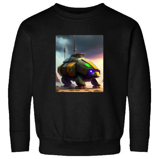 Turtle Pet Armored Turtle Behemoth Robotic Tank Futuristic Robot Art Sweatshirts