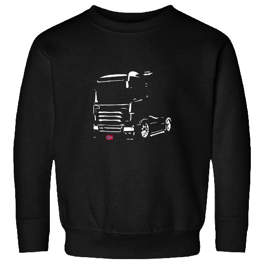 Truck Fun Driver Design with Norway Flag License Plate Sweatshirts