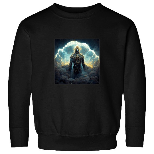 Aliens UFO Giant Zeus God With Intricate Alien Skull Surrounded Cloud Sweatshirts