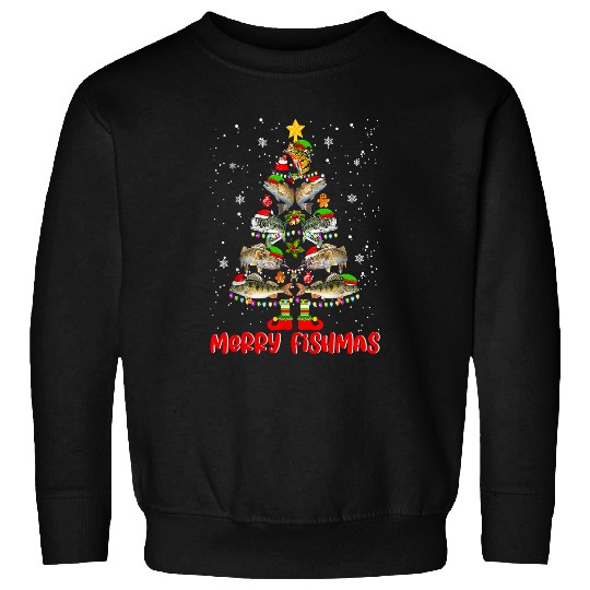 Fishing Fun Funny Merry Fishmas Fishing Christmas Tree Pajamas 244 Sweatshirts