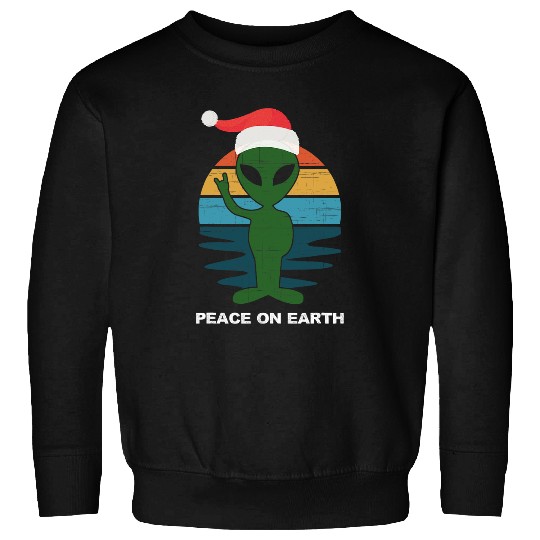 Aliens UFO Retro vintages Sci Fi Christmas Alien Santa Peace On Earth Sweatshirts