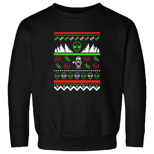 Aliens UFO Ugly Christmas Alien Ufo Alien Christmas Sweatshirts