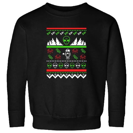 Aliens UFO Ugly Christmas Alien Ufo Alien Christmas Sweatshirts