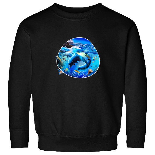 Dolphin Pet Gift Underwater Ocean Dolphin Coral Fish 1 9 Sweatshirts