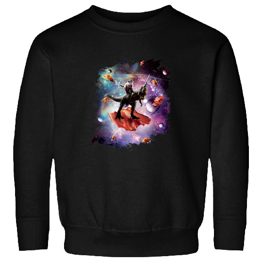 Unicorn Pet Space Cat Riding Dinosaur Unicorn Bacon Tacos Sweatshirts