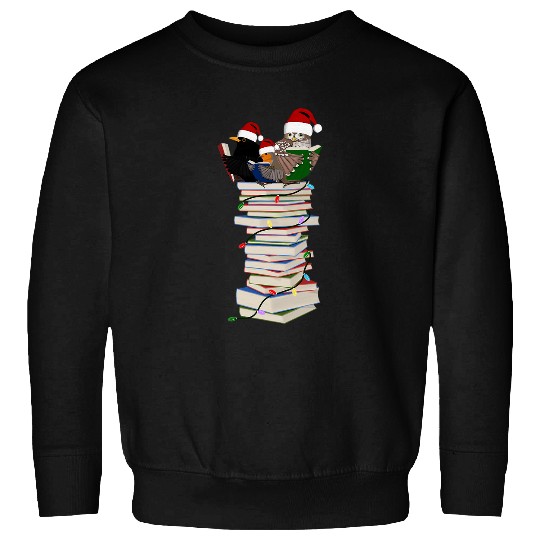 Book Fun Robin Owl Blackbird Christmas Birds with Books Animal Sweatshirts