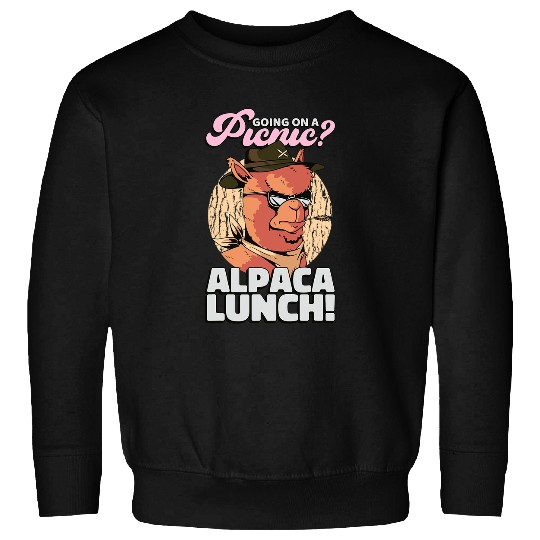 Llama Pet Going On A Picnic Alpaca Lunch Picnic Outdoor Meal Sweatshirts